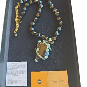 Heidi Daus Fashion Conchious Black, Gold And Aqua Necklace
